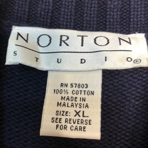 Vintage NORTON Studio Knit Cotton Sleeveless Sweater Red White & Blue XL - Picture 5 of 9
